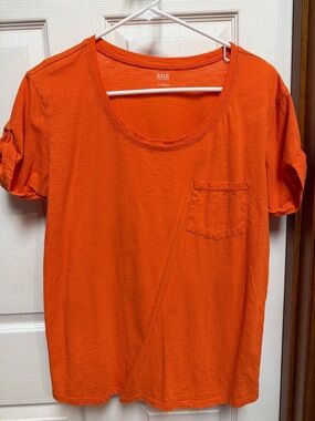 a.n.a Bright Orange Scoop Neck Pocket Tee